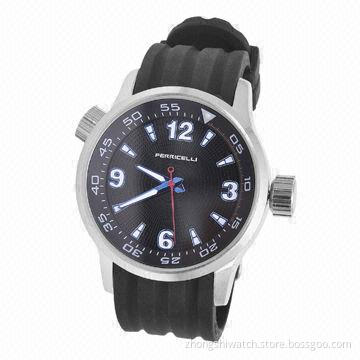 Men's Silicone Watch with Alloy Case and Silicone Band, Various Strap Colors Available